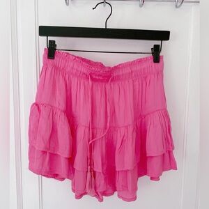 Aerie Pink Tiered Loose Flowy Skirt Pool To Party Skirt Size small